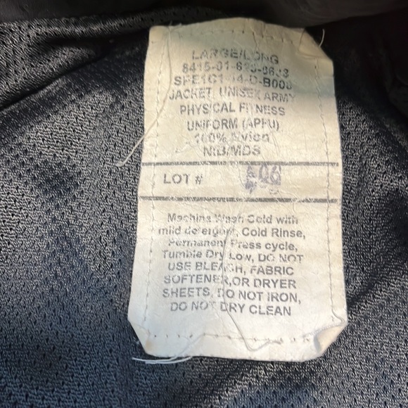 U.S. Army Physical Fitness Jacket Size Large/Long - Picture 5 of 9